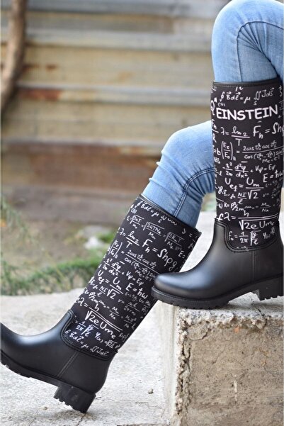 Sea&Blue Γυναικείες μπότες βροχής με στάμπα Einstein