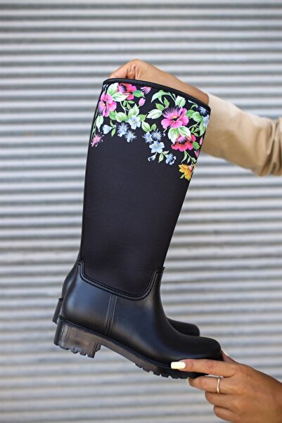 Sea&Blue Γυναικείες αδιάβροχες μπότες βροχής με φλοράλ εμπριμέ