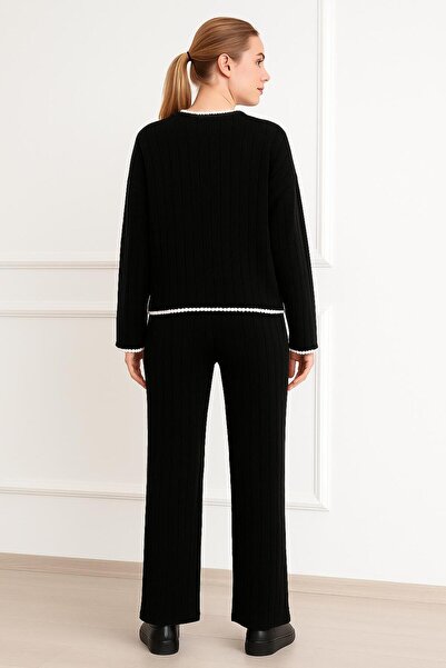 MAY MARA Stand-Up Collar 2-Piece Blazer and Pants Tricot Suit