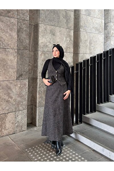 Moda Lippa Brown Winter 2-Piece Set (Vest + Skirt)