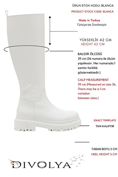 DİVOLYA Blanca White Leather Pull-On Daily Γυναικείες Μπότες