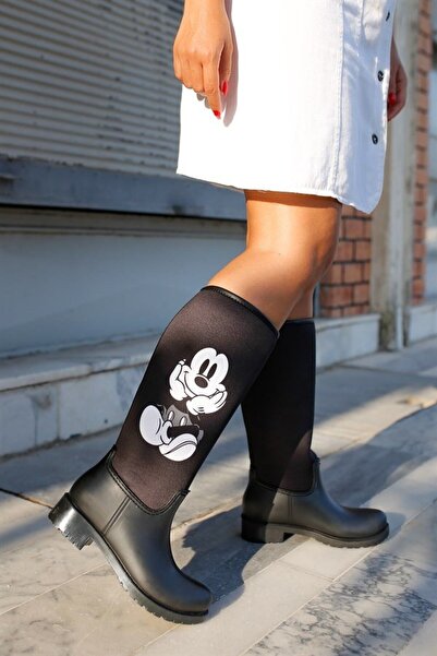 Sea&Blue Mickey Cartoon εμπριμέ αδιάβροχες γυναικείες μπότες βροχής