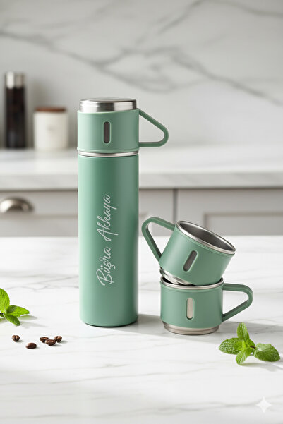 Mio Life Stainless Steel Camping Thermos Set 500 ml - Double Layer Insulated Thermos with 3 Cups Drink Box 1