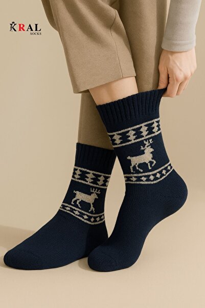 KRAL SOCKS Unisex 3'lü Alpaka Yünlü Çorap Termal Kalın Yumuşak Kışlık Bot Çorabı