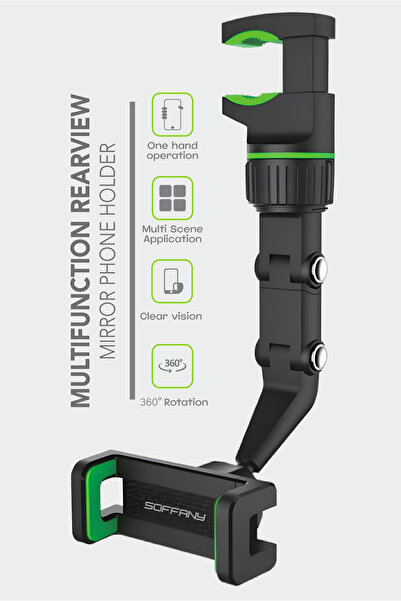 Soffany HY-780 Çok Fonksiyonlu Dikiz Aynası Tipi Araç İçi Telefon Tutucu