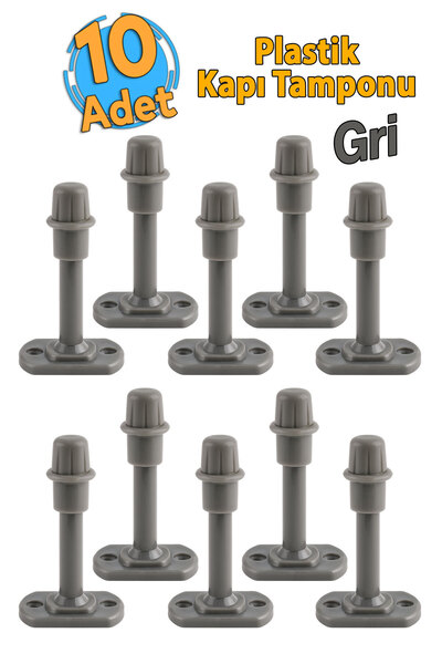 Badem10 Mobilya Kapı Arkası Kolu Stoperi 10 Adet Gri Tamponu 8 cm Plastik Stopu Durdurucusu Tutucu Tutacağı