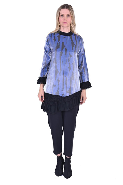 Invee Navy Blue Chiffon Detailed Tunic - INVEE 6980