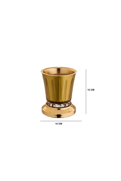 Byblos Luxury crystal incense burner with a gold base – 11 cm high x 9 cm wide – Elegant modern design