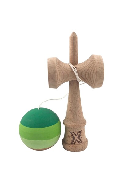 Bibilel Kids Kendama X Original Professional Wooden Rubber Grip 18 cm Green (3-color ball)