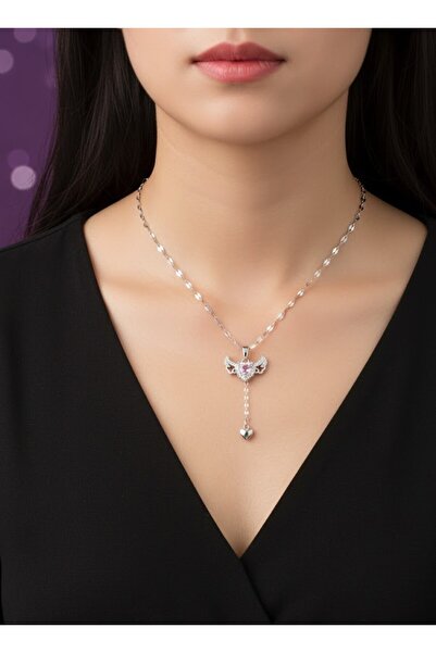 ACQUA BELLA 14 Şubat Sevgililer Günü Özel Pembe Kristal Melek Kanatlı Kalpli ...