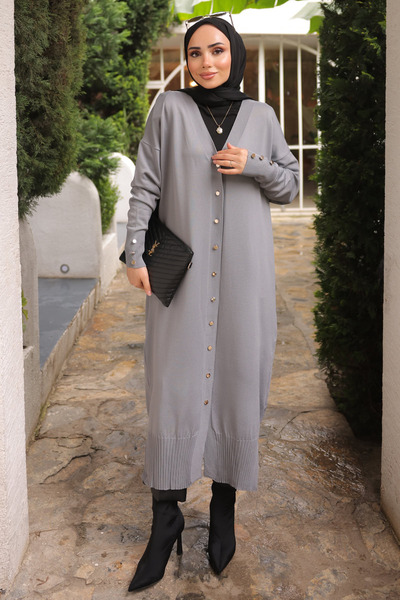 İmajButik Καπνιστή κρύα πλεκτή ζακέτα