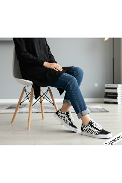 Registan Shoes UNISEX KADIN VE ERKEK DAMALI KANVAS KUMAŞ SNEAKERS SPOR GÜNDELİK AYAKKABI