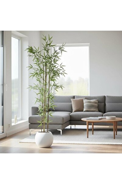 Casco شجرة بامبو صناعية أنيقة بأصيص أبيض 200سم