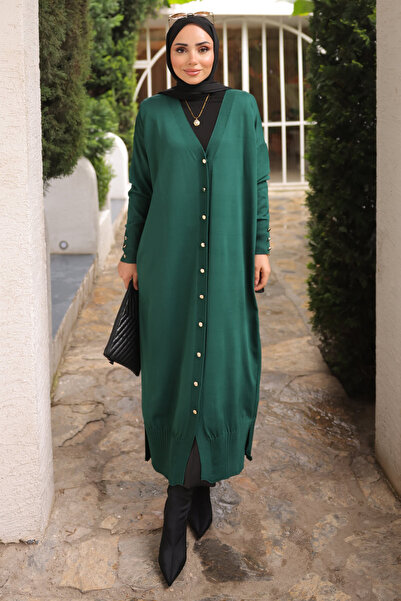 İmajButik Σμαραγδένια Πράσινη Κρύα Πλεκτή Ζακέτα