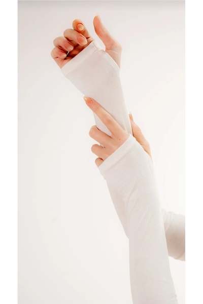 a02teks Practical Hijab Sleeve Combed Prayer Sleeve Plain White