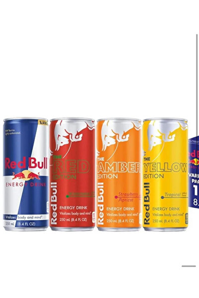 Red Bull مجموعة متنوعة من مشروبات الطاقة، 250 مل (8.4 أونصة)، عبوة من 4 قطع