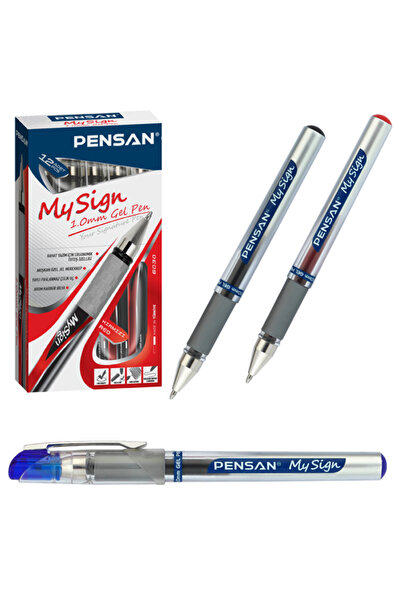 Pensan Roller Kalem ( 12 adet )My-Sıgn Jel Bilye Uçlu İmza Kalemi 1.0 MM Kırm...