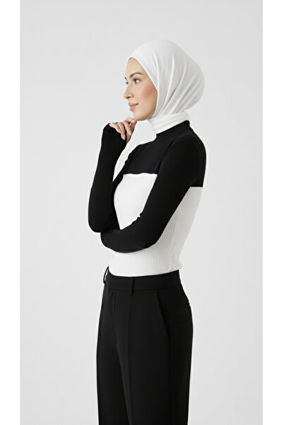 a02teks Dik Yaka Boyunluklu Kolluk Siyah Uzun Kollu Boyunluk Tesettür Boyunluk Balıkçı Yaka Bodysuit
