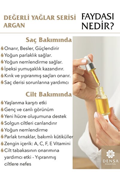Densa Essential Argan Yağı 30 ml - Katkısız - Soğuk Sıkım - %100 Saf ve Doğal - Argan Oil