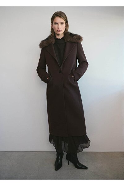 MANGO Woman Kürk yaka yün palto