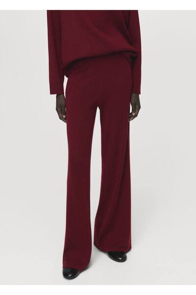 MANGO Woman Pamuklu keten triko pantolon