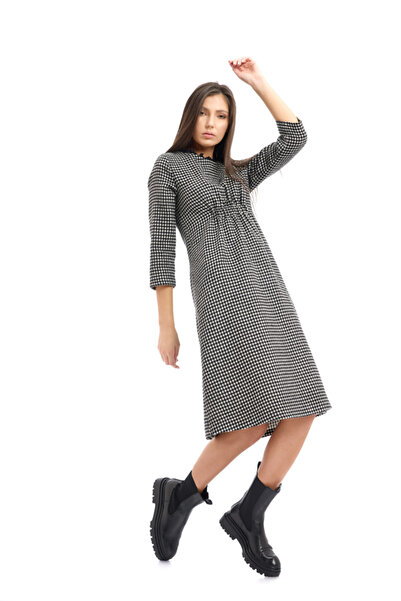 RVL Women's dress - grey houndstooth