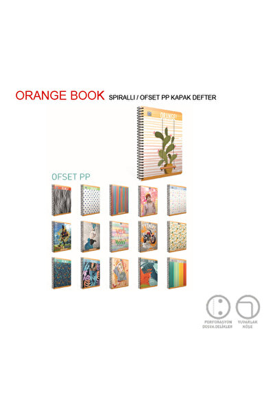 Gıpta Orange Book Spiral-Bound Offset Plastic (12 Pieces)Notebook A4 120 Yp Lined 4954