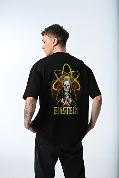 Nhara Tricou negru oversize unisex Einstein