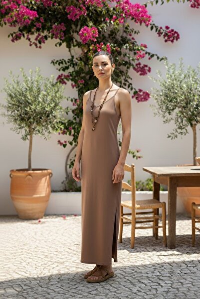 Ravencia Women's Modal Fabric Strap Slit Dress