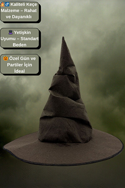 Tamsena Store Koyu Kahverengi Büyücü Parti Şapkası – Keçe Cadı ve Sihirbaz Ko...
