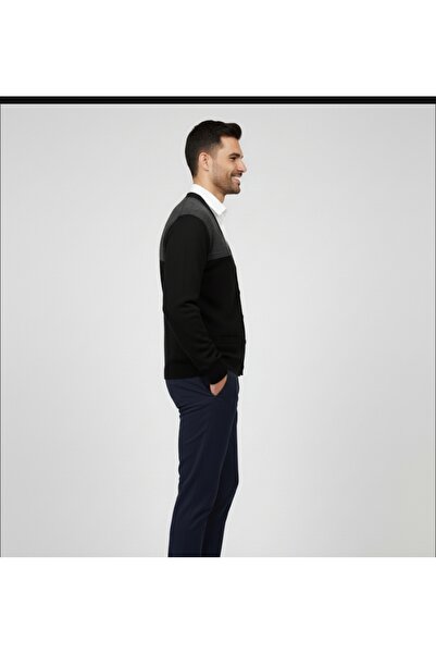 COLORBAR TRİKO Güncüoğlu Steel Knitted Buttoned Men's Knitwear Cardigan