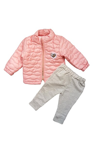 Miniworld 3-piece set with quilted jacket Angel, cotton, age 9-12 months, 80 cm, Pink