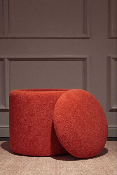 CoArt Home Nest Sandıklı Silindir Puf – Teddy Kumaş, Dekoratif ve Modern Bench