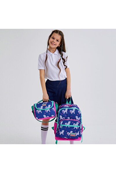 Coral High Unicorn Desenli İlköğretim Kız Çocuk Çanta seti 2 li USB Girişli