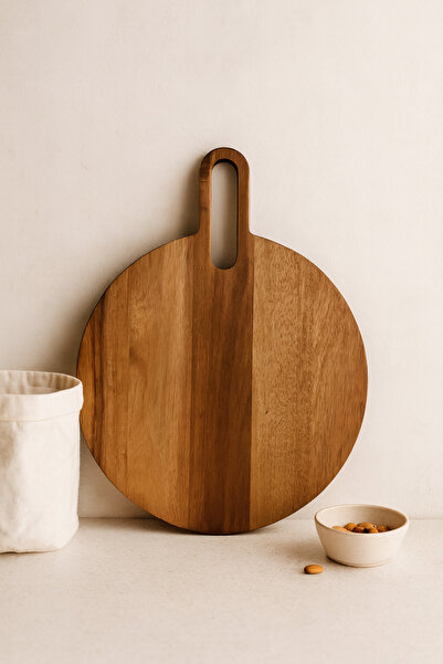 Bohemia Doğal Akasya Kesim Panosu – 33 cm Yuvarlak