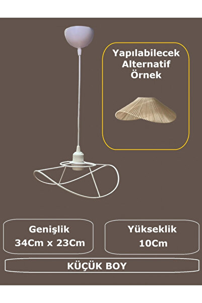 CONANA Yaprak Avize Teli , İskeleti (Küçük Boy 34x23 Cm) Beyaz Statik Boyalı (Duy Takımı Dahil)