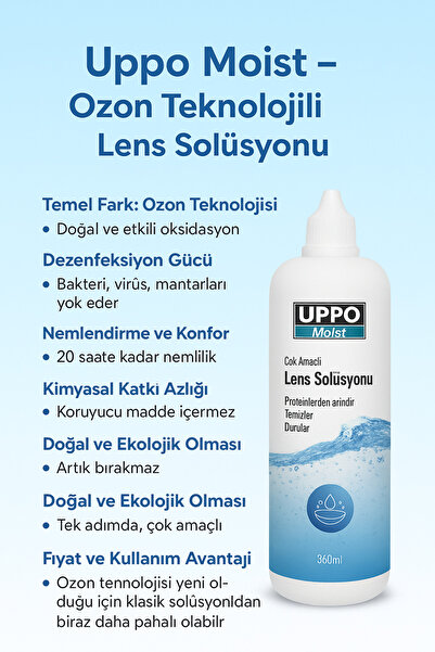 UPPO MOİST Türkiye'de Ve Dünya'da Ozanlama Ile Üretilen Ilk Ve Tek Lens Solüsyonu 360 ml skt 11,2026