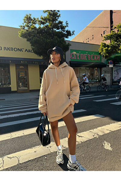 WELOVESTORE Mücevher Detay' Pamuk Penye 3 İplik Şardonlu Elbise