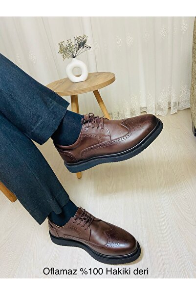 oflamaz أحذية أوكسفورت للرجال باللون البني من الداخل والخارج مصنوعة من الجلد الطبيعي بنسبة 100%، كلاسيكية، خفيفة الوزن، مريحة وأنيقة