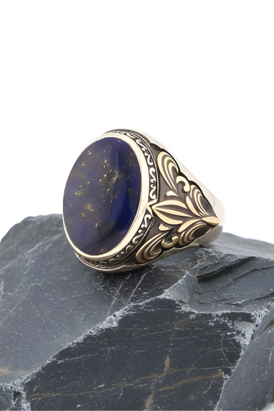Takıdepo Lapis Lazuli Taşlı Gümüş Erkek Yüzük