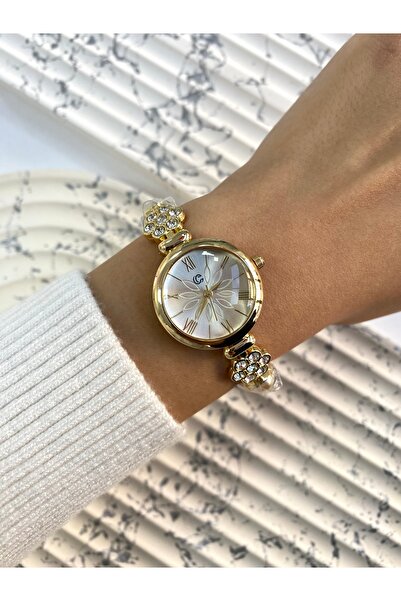 Mazzy Round Stone Cord Inside Yellow Women's Wristwatch