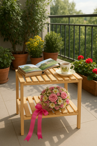 Taata Dizayn Ahşap Sehpa Komidin 35x35x40