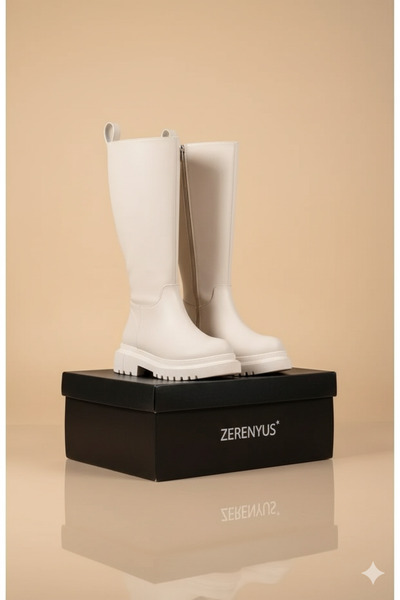 Zerenyus Cesa Premium μακριές χειμερινές μπότες με φερμουάρ μπεζ ματ