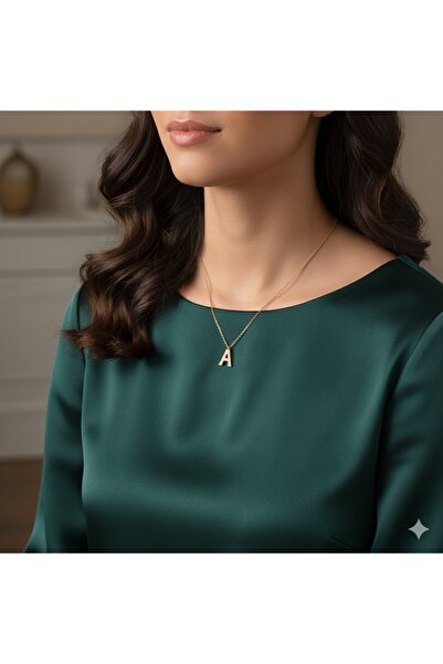 Lovera Jewellery 925 Ayar Gümüş Rose A Harfli Harf Kolye Rose | Kadın Zarif Takı Şık Doğum Günü Hediyesi A Harfi