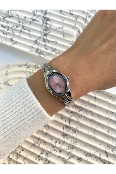 Coliseum Minimal Vintage Open Inside Pink Silver Women's Wristwatch