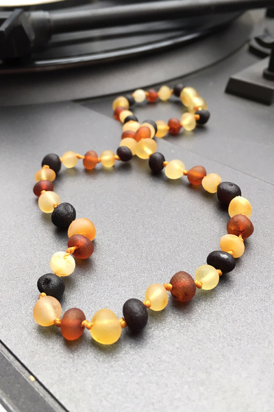 İpek Kehribar Baltic Drop Amber Necklace - Matte 4 Colors Unpolished Round - Certified Unisex Adult (Silk-528)