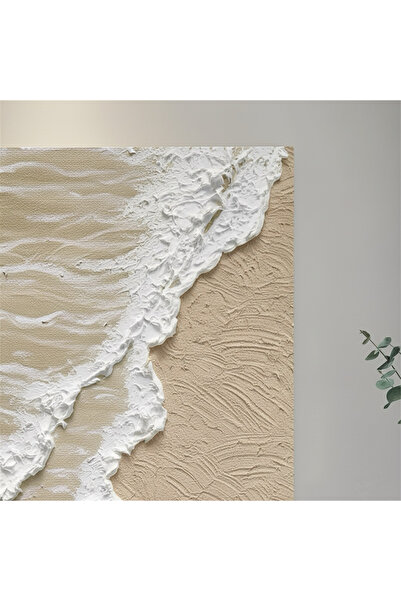 Atölye Sade Modern Dekoratif Deniz Manzara Kabartmalı (Dokulu) Tablo El Yapımı Ev & Ofis & Hediyelik