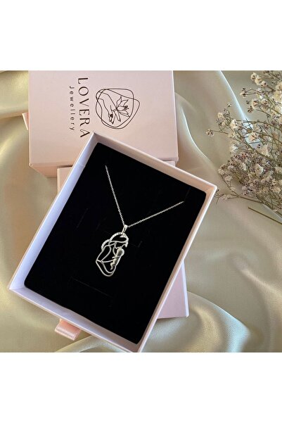 Lovera Jewellery 925 Ayar Gümüş Anne Ve Bebek Kolye | Kadın Zarif Hediyelik Takı Şık Doğum Günü Hediyesi