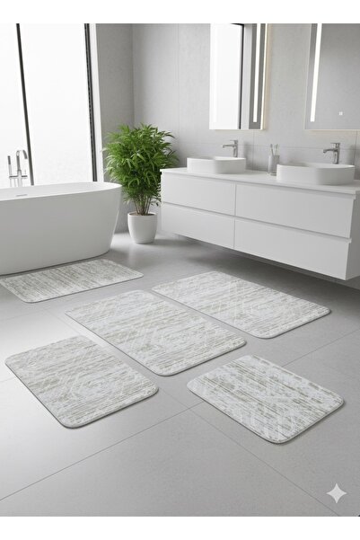 Truva Grup Set of 4 Non-Slip Bath Mats, 100% Polyester PP – 2x 50x80 cm + 2x40x50 cm
