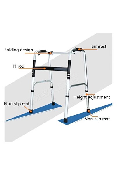 huitich Foldable Telescopic Aluminum Walker for Elderly & Disabled Lightweight Rehabilitation Aid